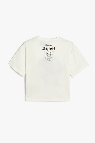 KOTON Памучна тениска с принт на Stitch Момичета