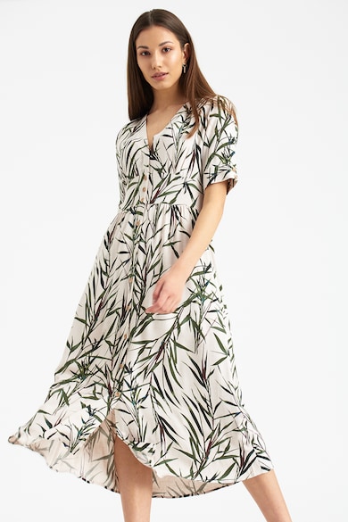 GreenPoint Разкроена миди рокля с десен Жени
