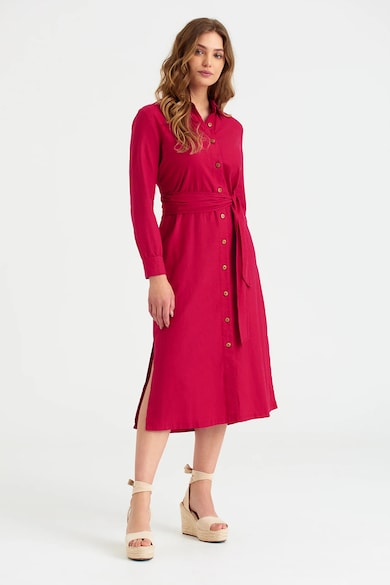 GreenPoint Права рокля с лен с връзка Жени