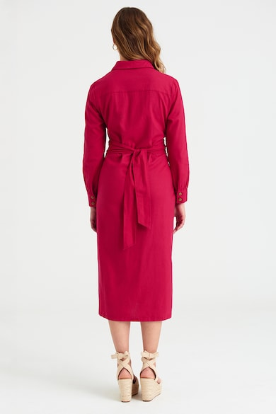 GreenPoint Права рокля с лен с връзка Жени