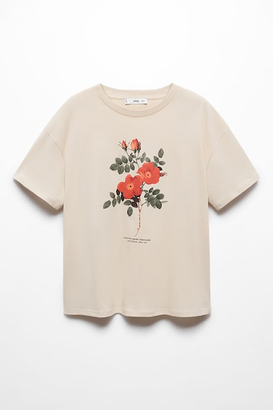 Mango Памучна тениска с флорален принт Жени