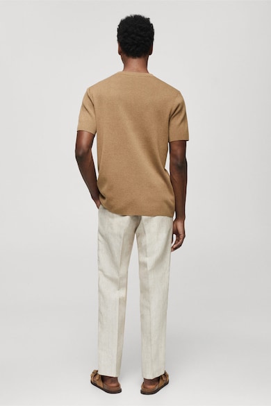 Mango Тениска Lino с памук с овално деколте Мъже