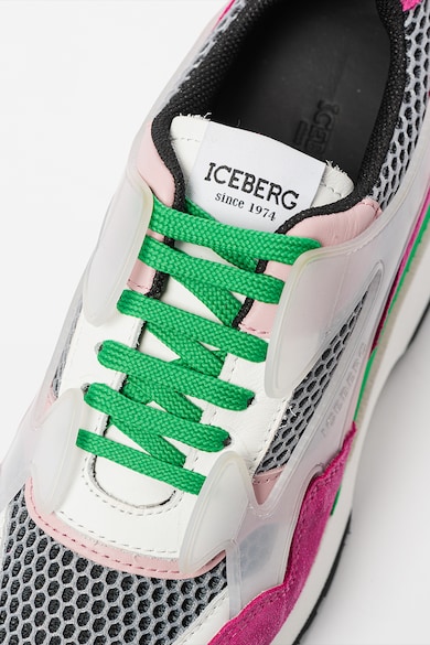Iceberg Bőr és nyersbőr sneaker colorblock dizájnú részletekkel női