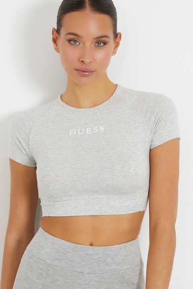 GUESS Tricou crop cu imprimeu logo pentru fitness Aline Femei