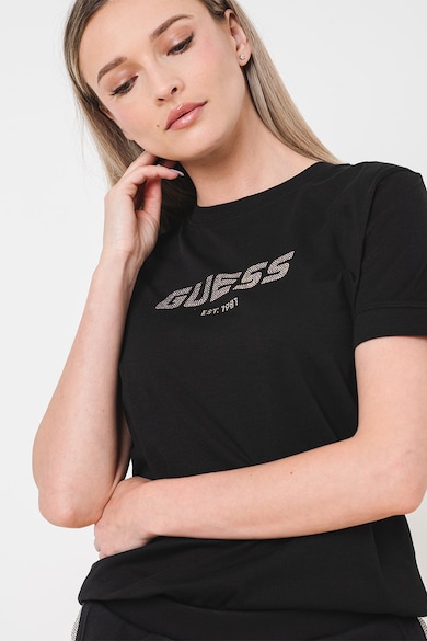 GUESS Tricou cu aplicatii cu strasuri pentru fitness Femei