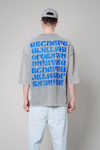 uFIT Памучна тениска с овално деколте и надписи Мъже