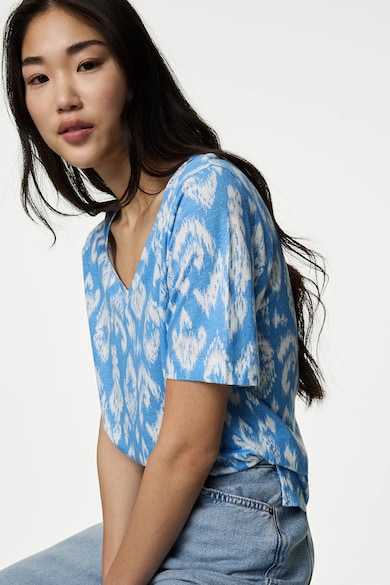 Marks & Spencer Тениска от лен и модал с паднали ръкави Жени