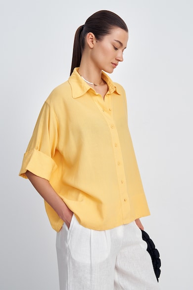 FINN FLARE Риза с лен със среднодълги ръкави Жени