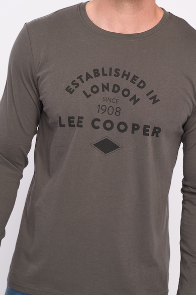 Lee Cooper Памучна блуза с щампа на лого, тъмнокафяво Мъже