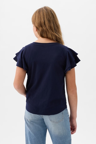 GAP Памучна тениска с флорална бродерия Момичета