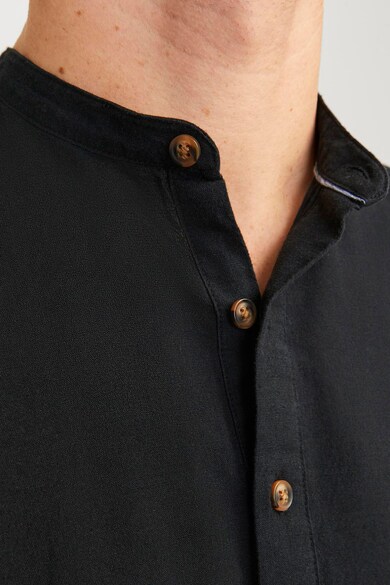 Jack & Jones Риза от памук и лен с ниска овална яка Мъже