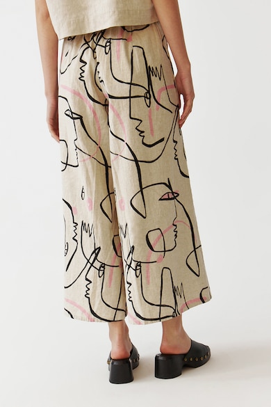 Tatuum Pantaloni palazzo din amestec de in cu model grafic Femei