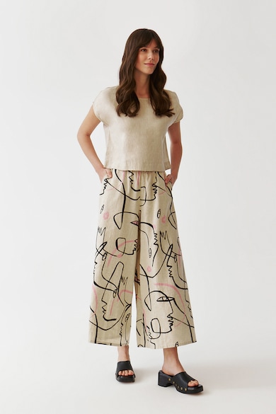 Tatuum Панталон с лен с десен Жени