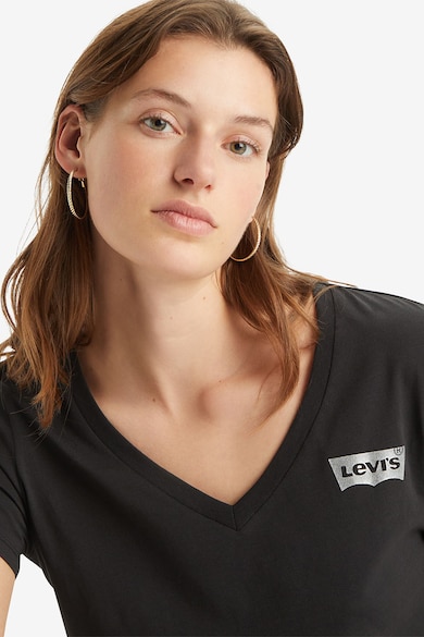 Levi's Памучна тениска с шпиц Жени