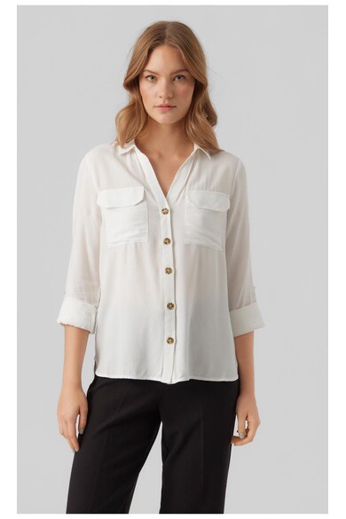 Camasa cu buzunare pe piept - Alb