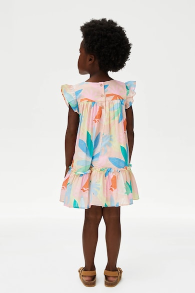 Marks & Spencer Памучна флорална рокля с набирания Момичета