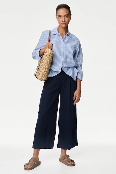 Marks & Spencer Панталон с лен и широк крачол Жени