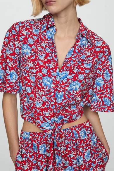 Mango Къса риза Plum с флорална шарка Жени
