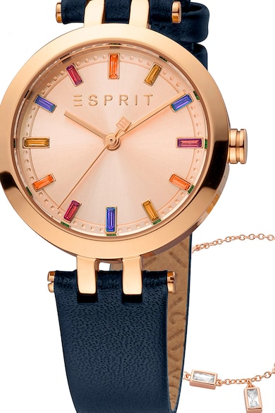 Esprit Овален часовник с кожена каишка Жени