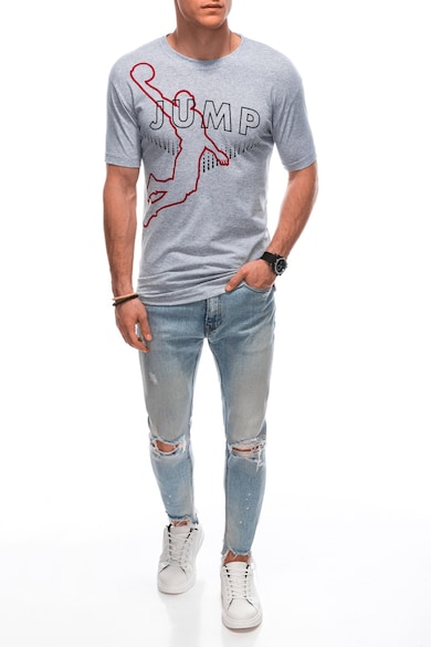 EDOTI Памучна тениска с овално деколте и щампа Мъже