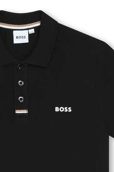 BOSS Kidswear Pamuttartalmú galléros póló logós részlettel Fiú