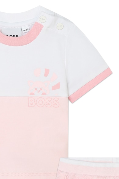 BOSS Kidswear Pamuttartalmú póló és rövidnadrág szett Lány
