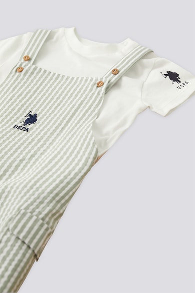 U.S. Polo Assn. Pamuttartalmú póló, kantáros nadrág és kalap szett - 3 részes Fiú