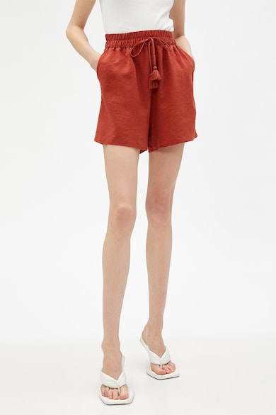 KOTON Húzózsinóros derekú lentartalmú rövidnadrág női
