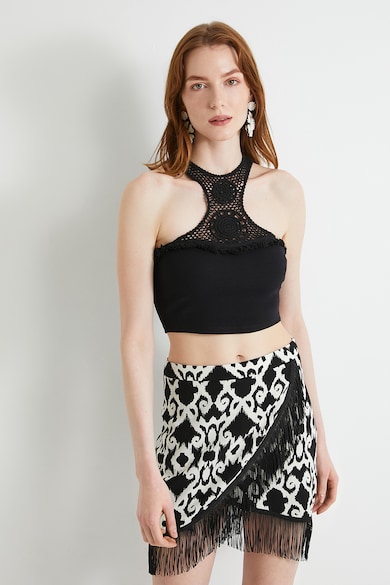 KOTON Crop top horgolt csipkés részletekkel női