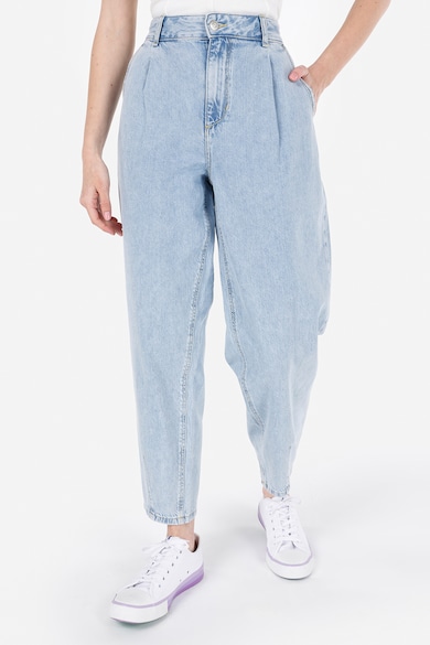 Blugi cu croiala conica si talie inalta - Albastru pastel