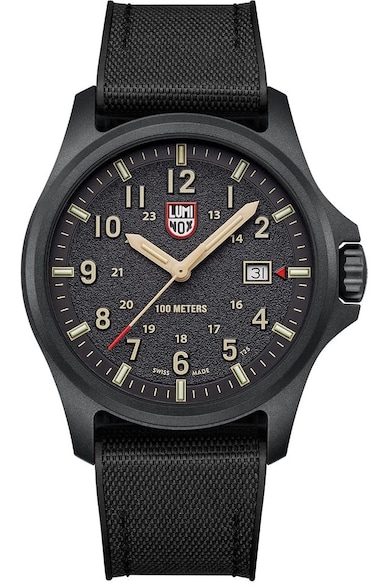 Ceas barbatesc Carbon/Cauciuc - Mecanism quartz Ronda 515 - Rezistent la apa 10 atm - Negru