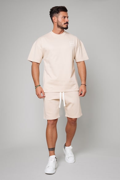 Set de tricou supradimensionat si pantaloni scurti - 2 piese - Bej deschis