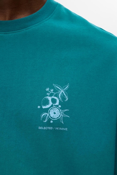 Selected Homme Свободна тениска от органичен памук с шарка на гърба Мъже