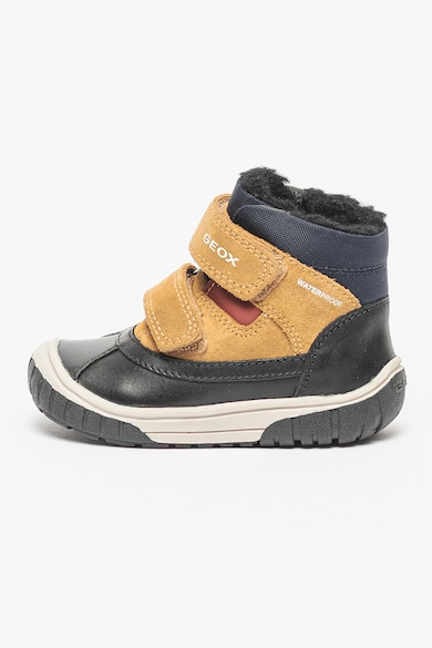 Ghete impermeabile cu insertii de piele intoarsa - Negru/Maro deschis