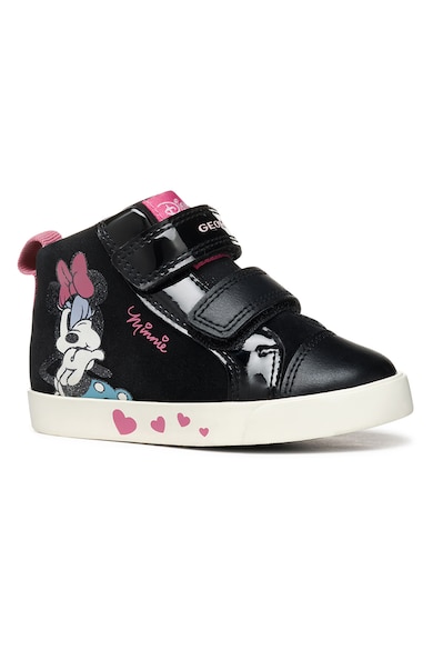 Pantofi sport cu garnituri din piele intoarsa si detaliu cu Minnie Mouse - Negru/Alb murdar/Roz