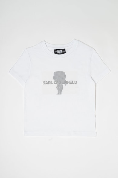 Tricou de bumbac cu decolteu la baza gatului si logo - Negru/Alb optic