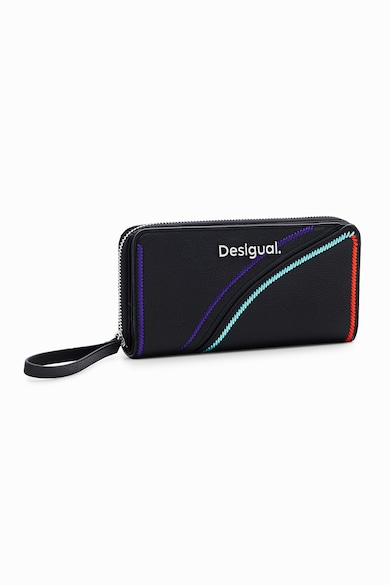 Portofel din piele ecologica cu fermoar - Negru/Violet