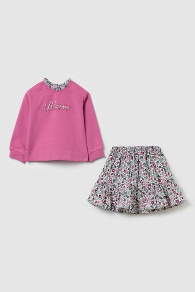 Set de bluza de trening si fusta cu imprimeu - 2 piese - Fucsia/Roz fandango/Alb murdar