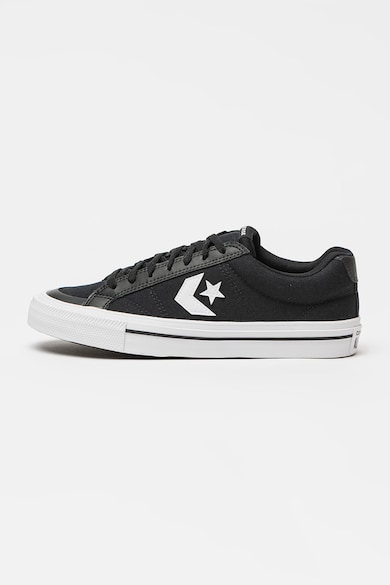 Tenisi cu insertii de piele ecologica - Alb/Negru