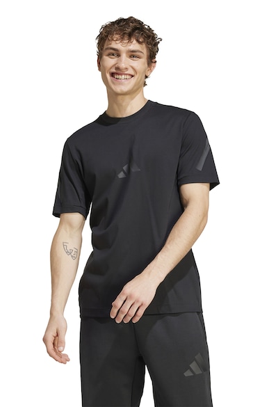 Tricou de bumbac cu model monograma Z.N.E - Negru
