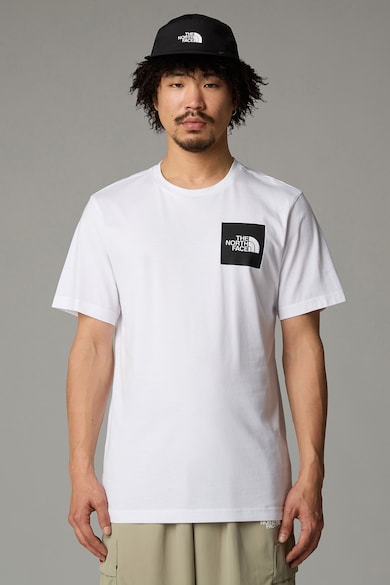 Tricou cu decolteu la baza gatului si logo pe piept - Alb/Negru