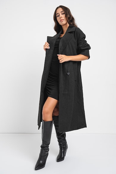 Palton supradimensionat cu doua randuri de nasturi Wembley - Gri inchis melange