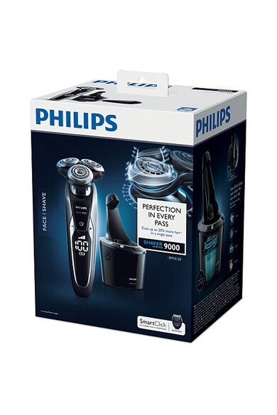 Philips Aparat de ras  S9711/31, Acumulator, 1 accesoriu, 3 capete, Autocuratare, Trimmer, Negru Barbati