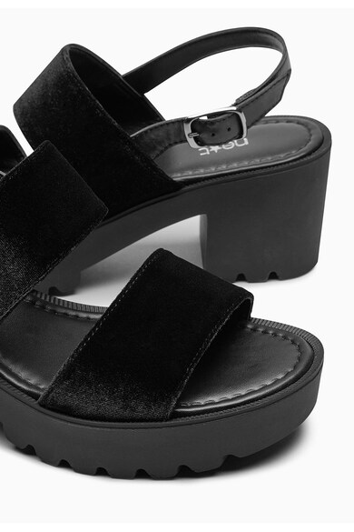 NEXT Sandale negre catifelate cu toc masiv Femei