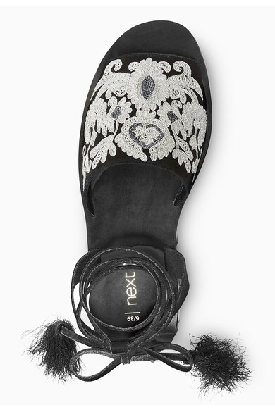 NEXT Sandale negre brodate si cu design infasurabil Femei