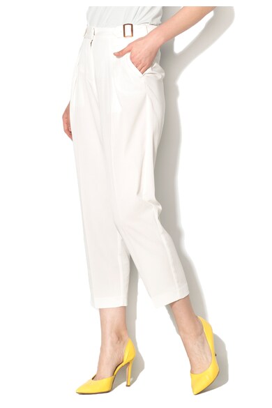 Sisley Pantaloni albi 3/4 din amestec de lyocell Femei