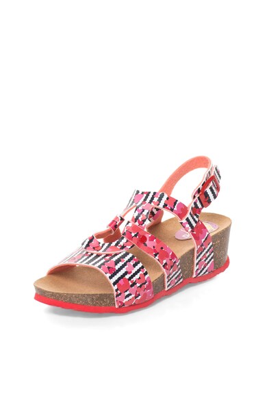 DESIGUAL Sandale wedge in nuante de roz si monocrome Trazos Fete