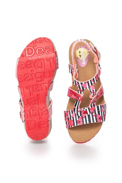 DESIGUAL Sandale wedge in nuante de roz si monocrome Trazos Fete