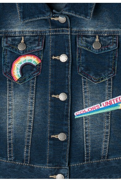 United Colors of Benetton Vesta albastru inchis cu aspect de denim Fete