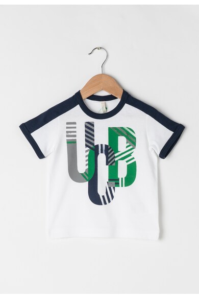 United Colors of Benetton Set bleumarin si alb de tricou si bermude de bumbac organic Baieti